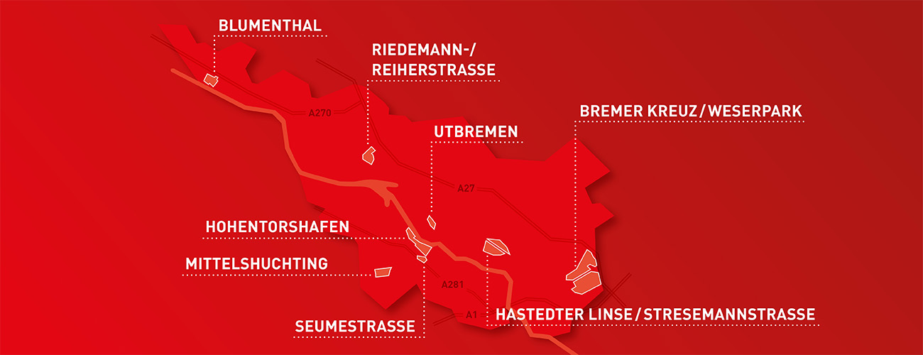 Gewerbegebiete im Gewerbegebietsmanagement - Quelle: WFB