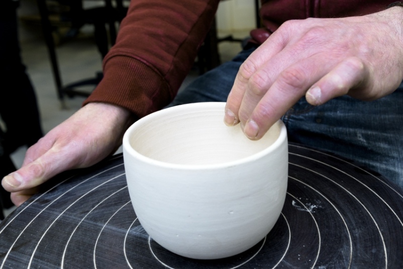 The potter’s wheel can be used to fashion beautifully round cups and bowls from a lump of clay. 
